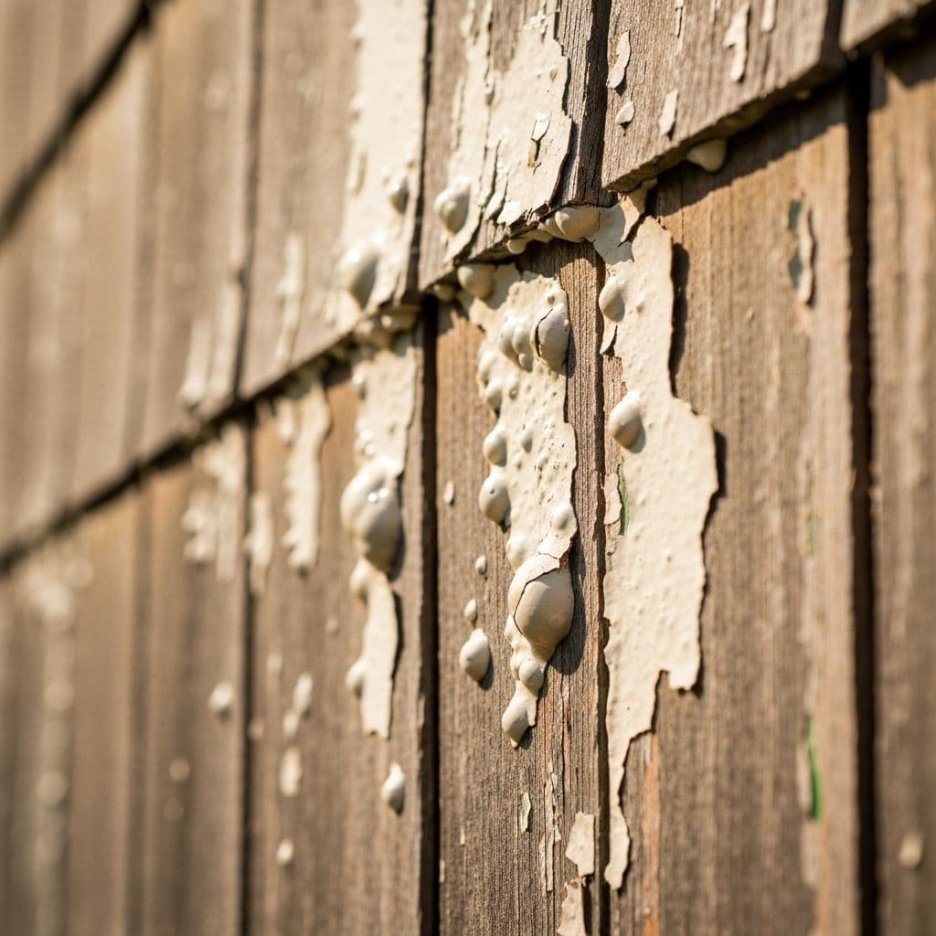 Cracked and peeling exterior paint on the siding and trim of a Cypress TX home showing common weather damage