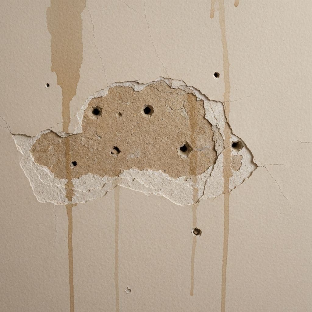 Damaged drywall in a Houston home before repair