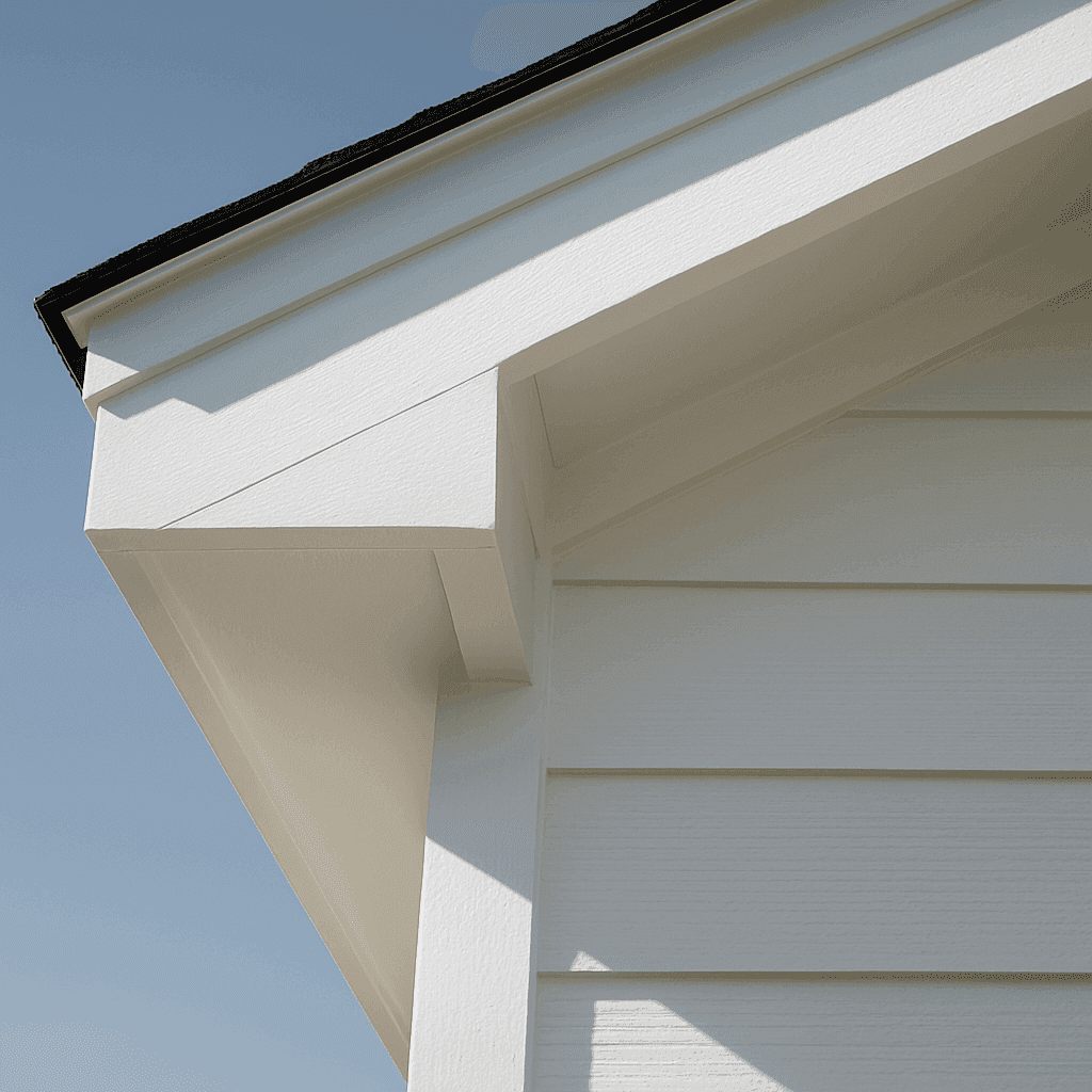 Cypress home with restored, freshly painted trim after wood rot repair