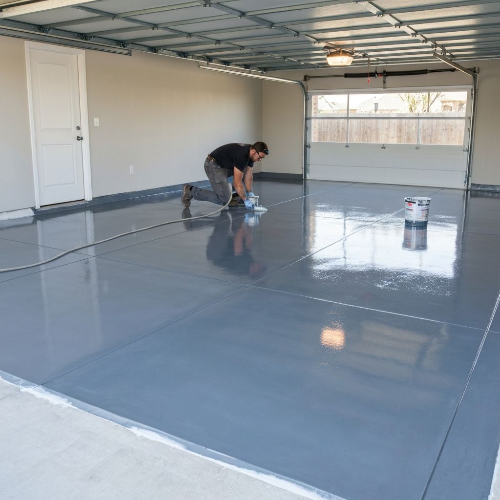 Garage floor epoxy with flake finish by Houston Superior Painting — Cypress, TX