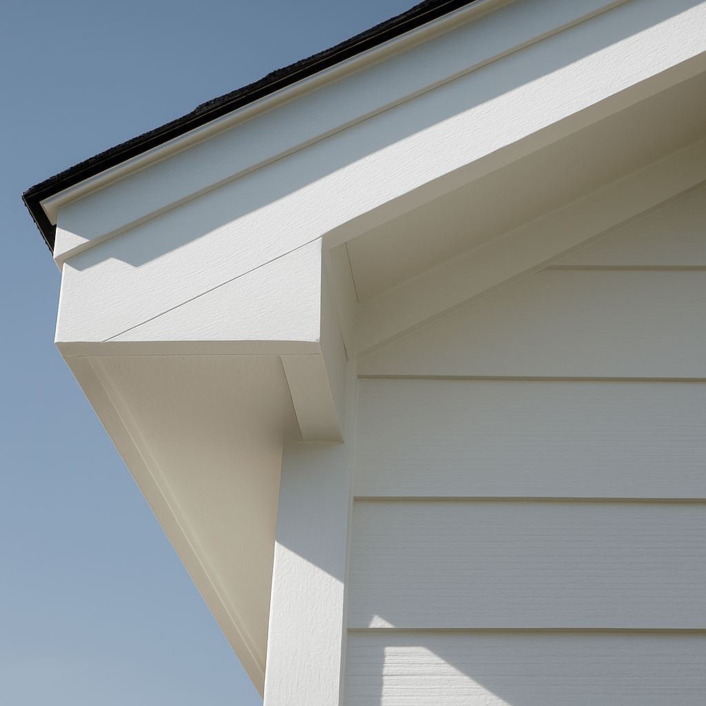 Cypress home with restored, freshly painted trim after wood rot repair